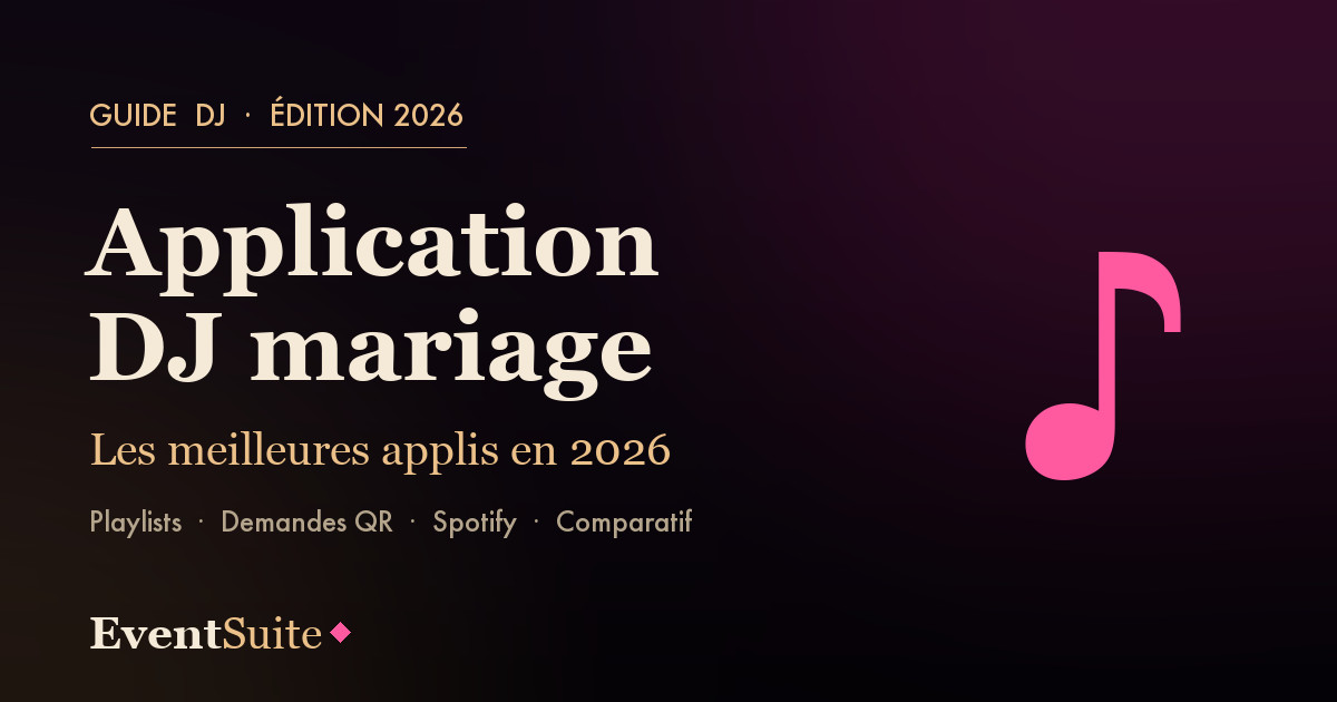 Application DJ mariage 2026 — le guide EventSuite