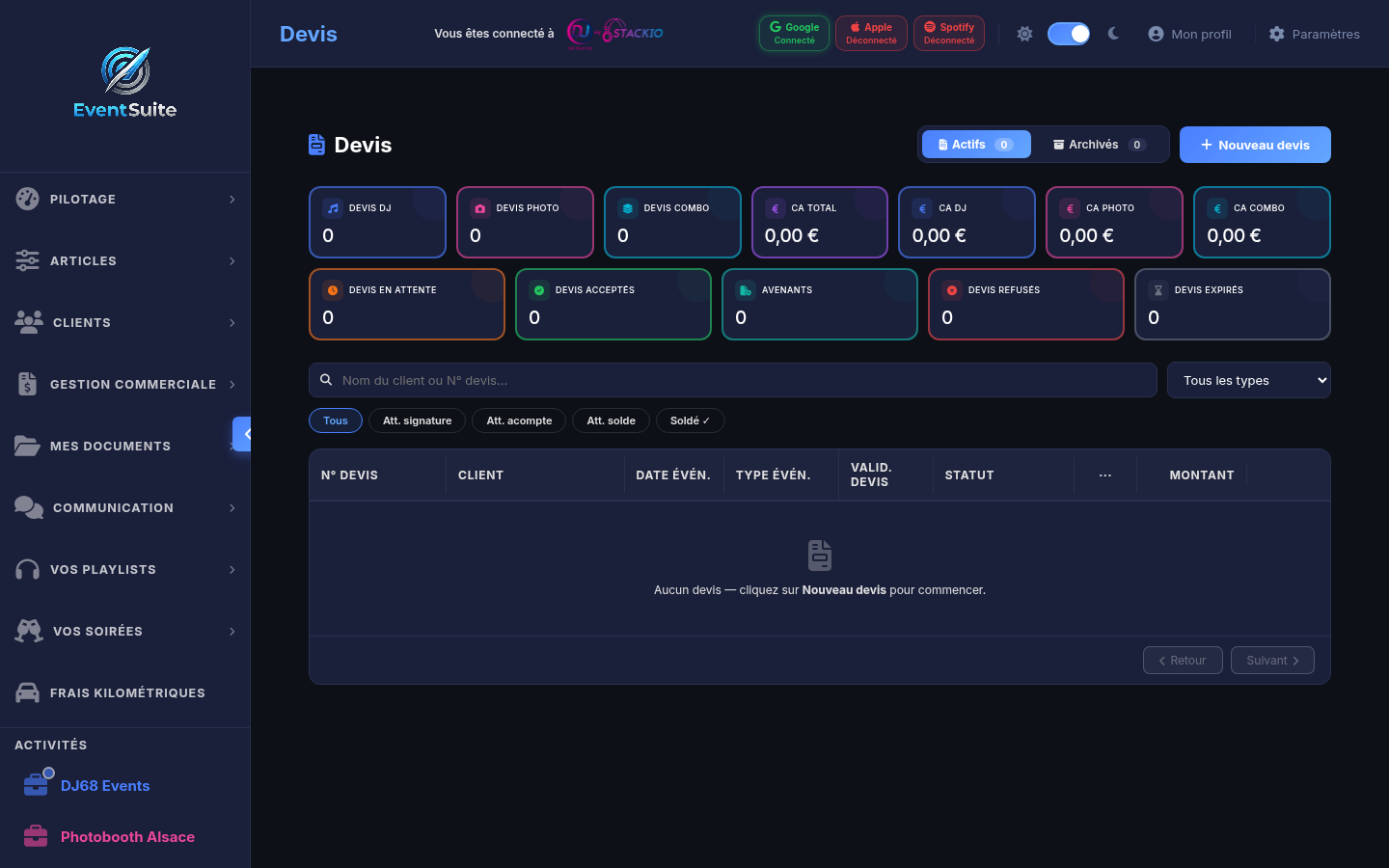 EventSuite - Gestion des devis et facturation