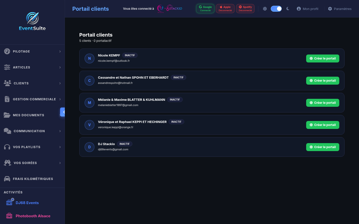 EventSuite - Portail client dédié